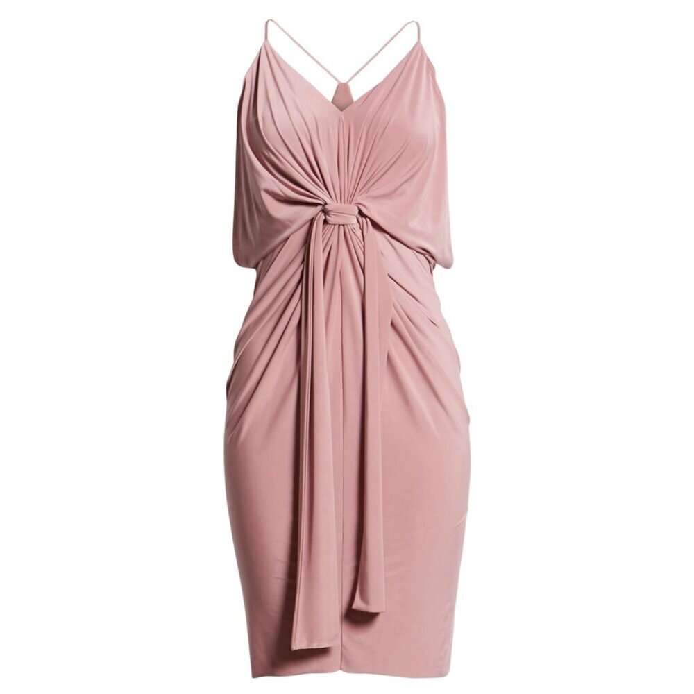 NWT Misa‎ Los Angeles Domino Bodycon Dress Rose Mauve Jersey Knit Sz Multi